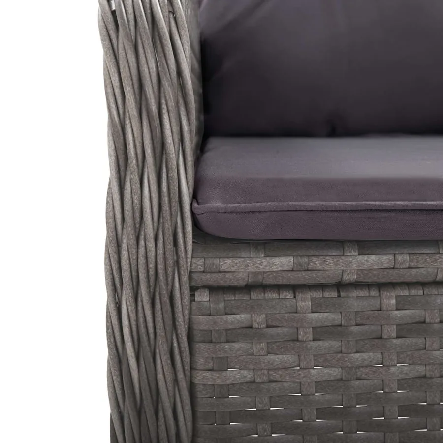 Ensemble de bistro de jardin 3 pcs Résine tressée et verre Gris - 8