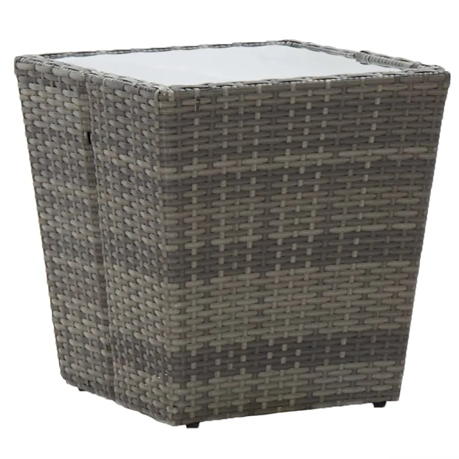 Ensemble de bistro de jardin 3 pcs Résine tressée et verre Gris - 9