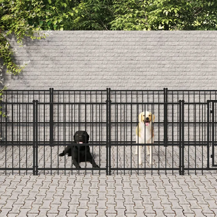 Chenil d'extérieur pour chiens Acier 9,38 m²
