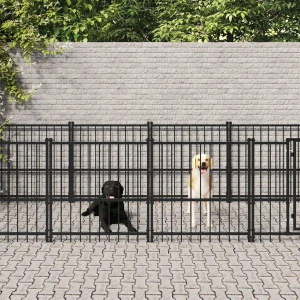 Chenil d'extérieur pour chiens Acier 9,38 m²