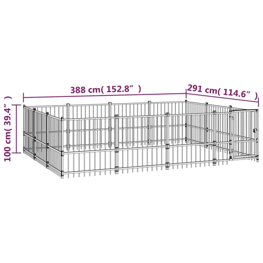 Chenil d'extérieur pour chiens Acier 11,58 m² - 6