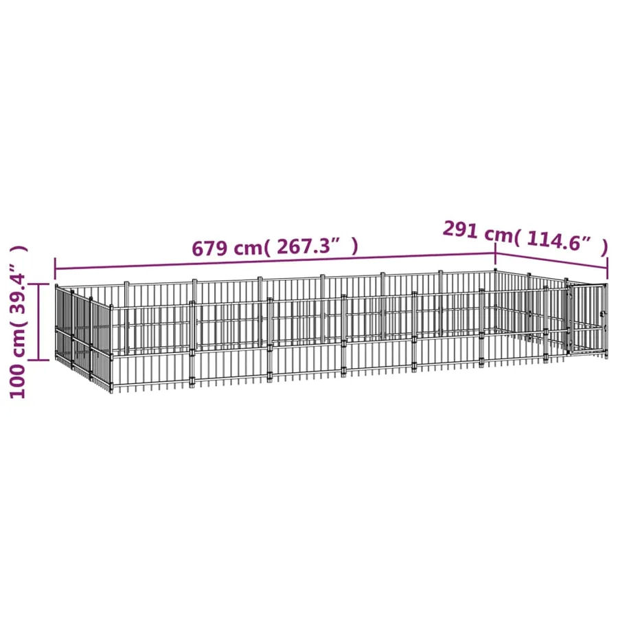 Chenil d'extérieur pour chiens Acier 19,76 m² - 6