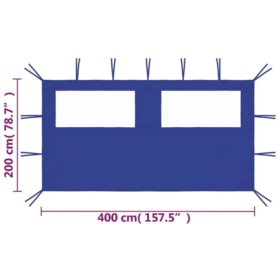 Paroi latérale de belvédère avec fenêtres 4x2 m Bleu - 4