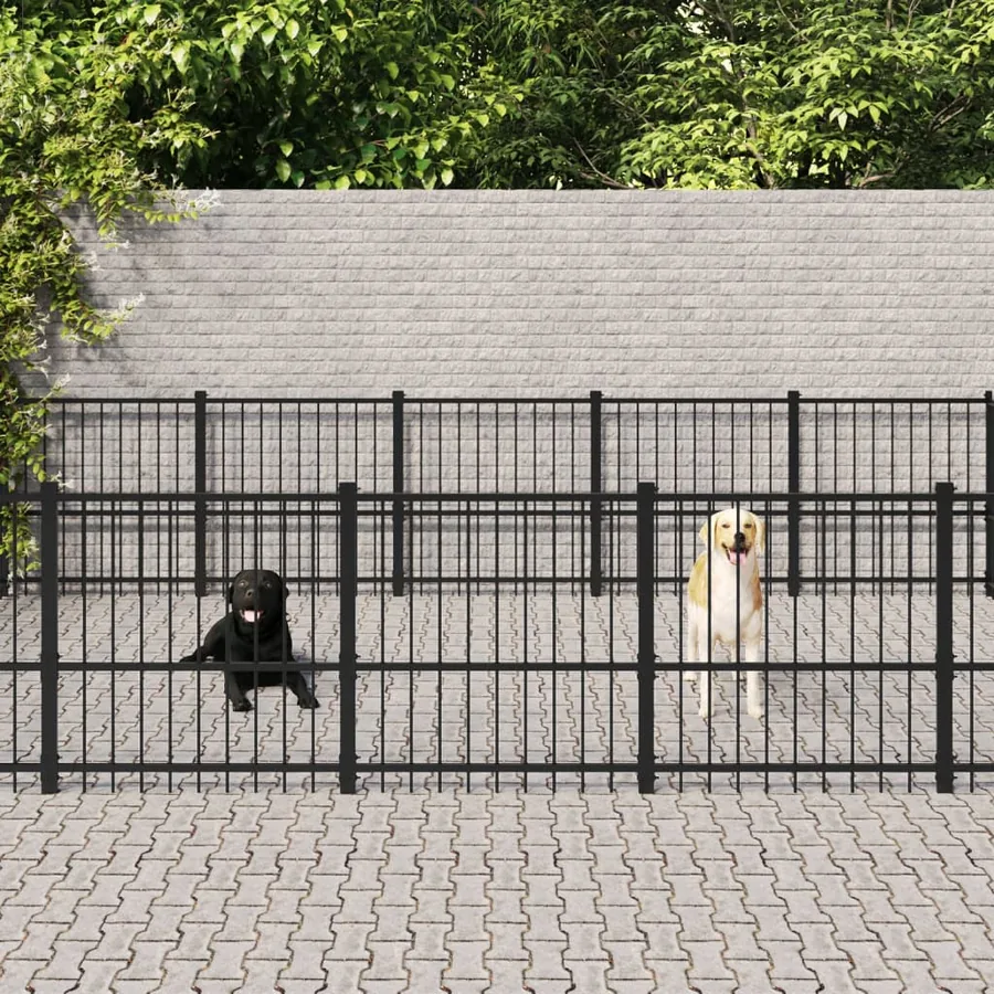 Chenil d'extérieur pour chiens Acier 26,35 m²