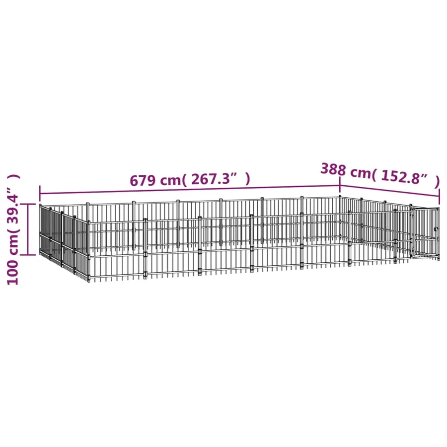 Chenil d'extérieur pour chiens Acier 26,35 m² - 6