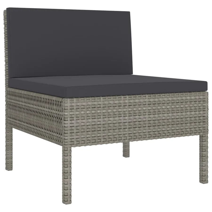 Chaises de jardin lot de 3 avec coussins Résine tressée Gris - 3