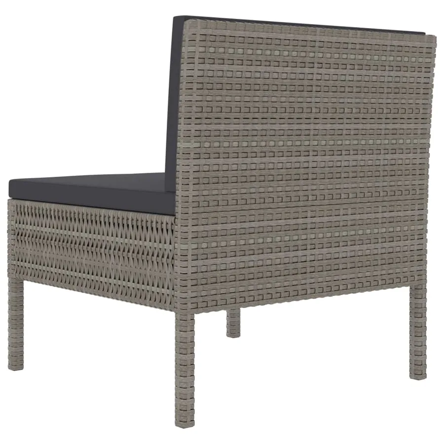 Chaises de jardin lot de 3 avec coussins Résine tressée Gris - 5