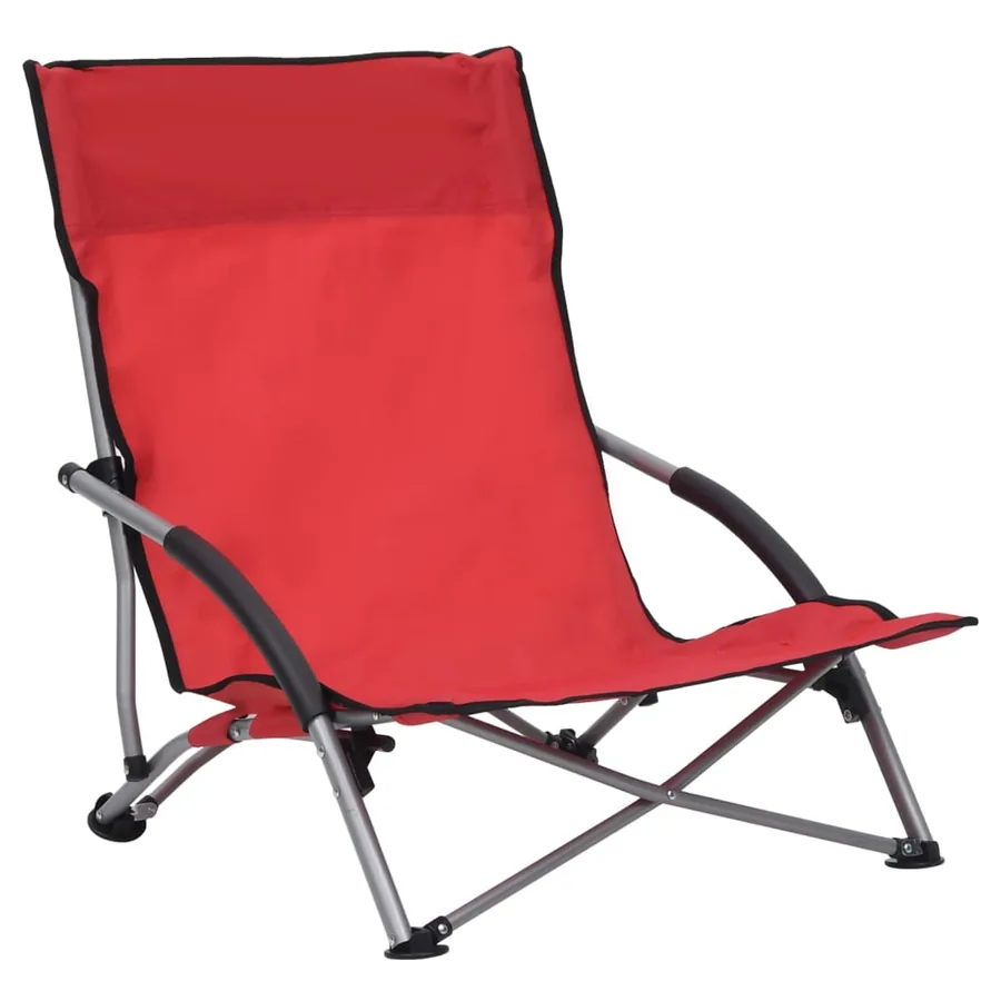 Chaises de plage pliables lot de 2 Rouge Tissu - 2