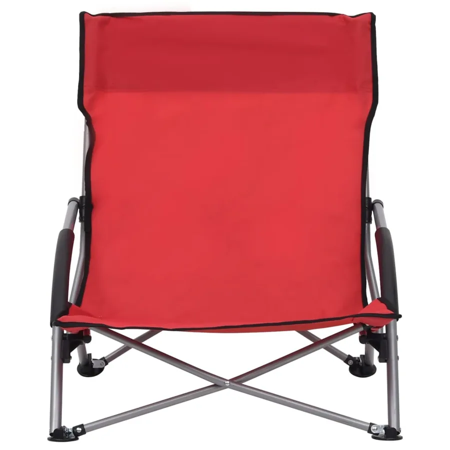 Chaises de plage pliables lot de 2 Rouge Tissu - 3