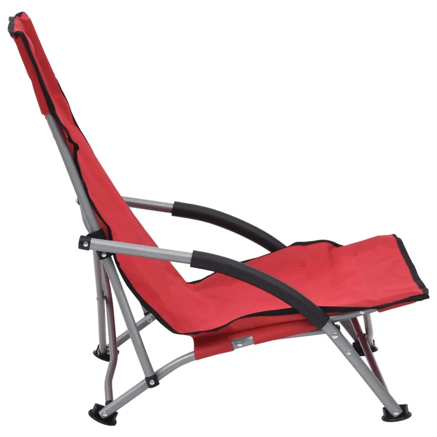 Chaises de plage pliables lot de 2 Rouge Tissu - 4