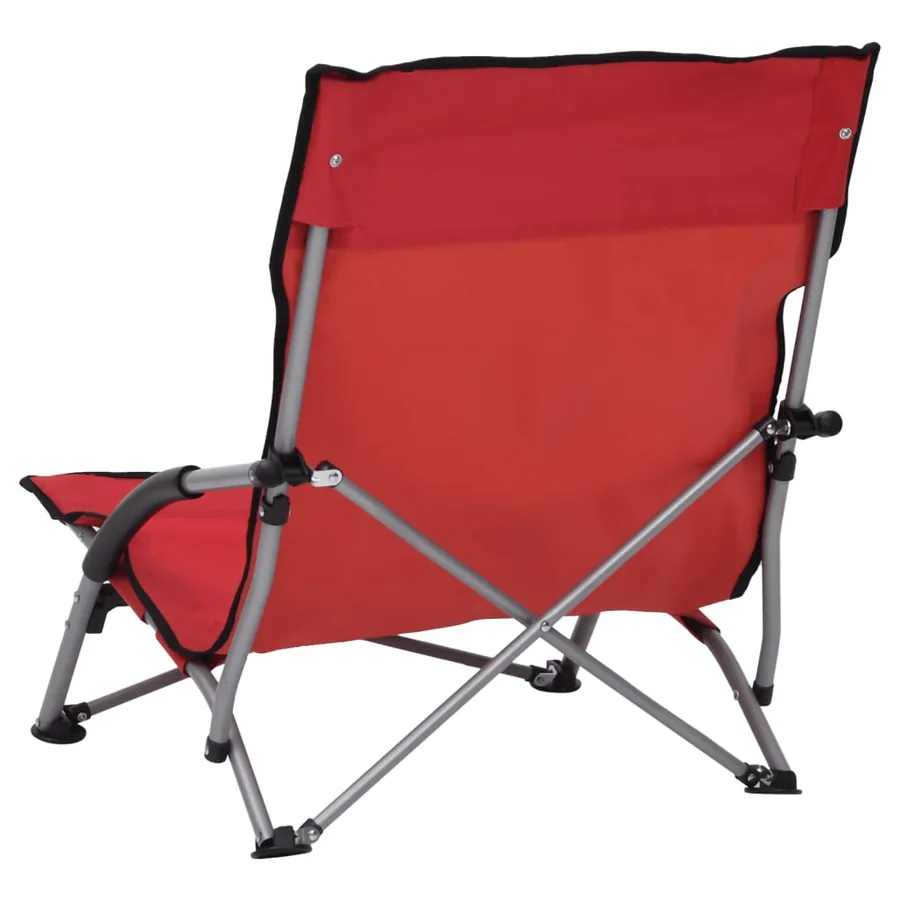 Chaises de plage pliables lot de 2 Rouge Tissu - 5