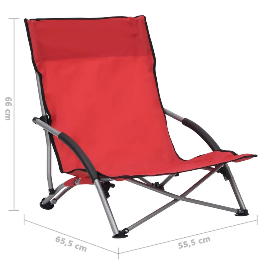 Chaises de plage pliables lot de 2 Rouge Tissu - 8