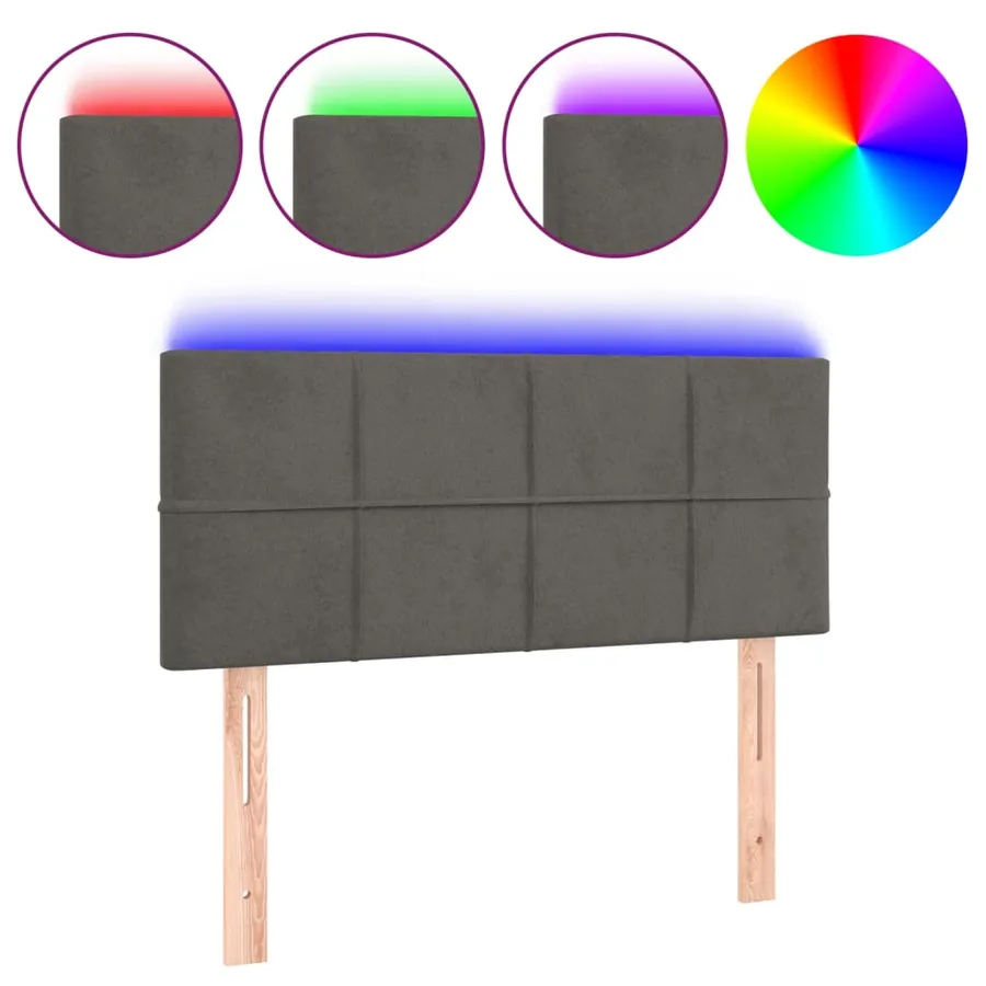 Tête de lit à LED Gris foncé 90x5x78/88 cm Velours - 2