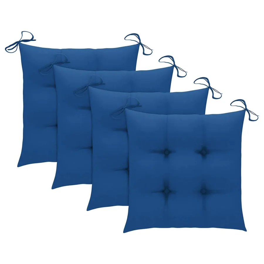 Chaises de jardin empilables avec coussins lot de 4 Teck solide - 7