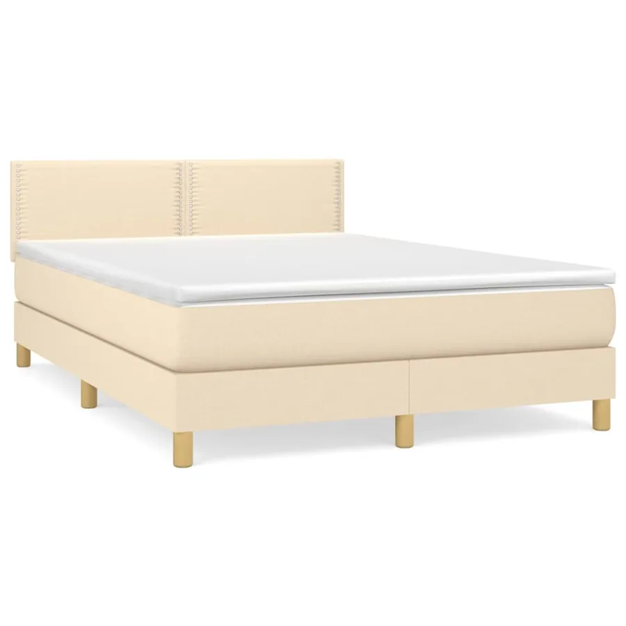 Sommier à lattes de lit avec matelas Crème 140x200 cm Tissu - 2