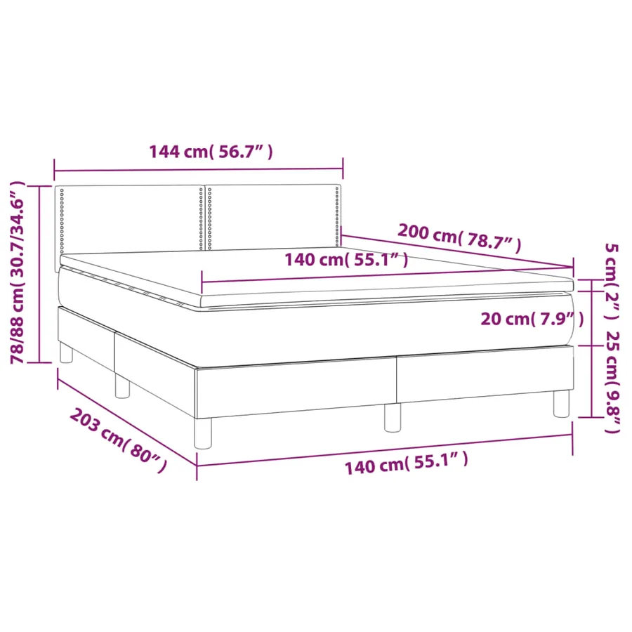 Sommier à lattes de lit avec matelas Crème 140x200 cm Tissu - 7
