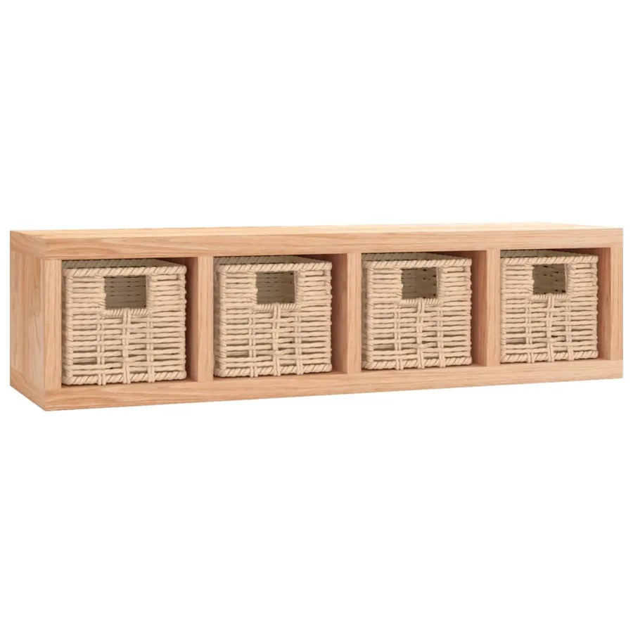 Étagère murale avec paniers 62x18x16 cm Bois massif de noyer - 2