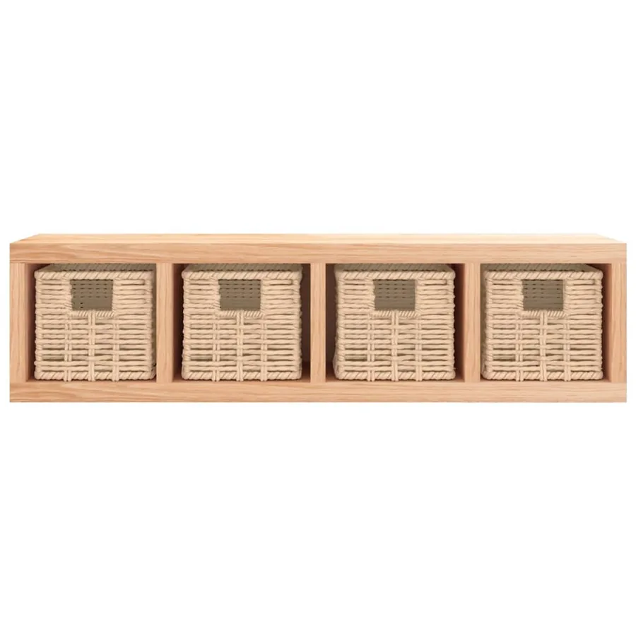 Étagère murale avec paniers 62x18x16 cm Bois massif de noyer - 3