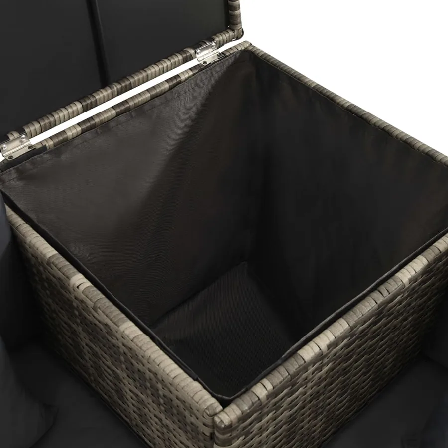 Salon de jardin 4 pcs avec coussins résine tressée gris - 10