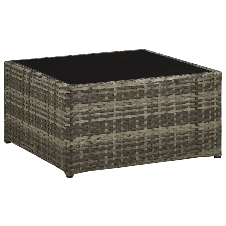 Salon de jardin 4 pcs avec coussins résine tressée gris - 5