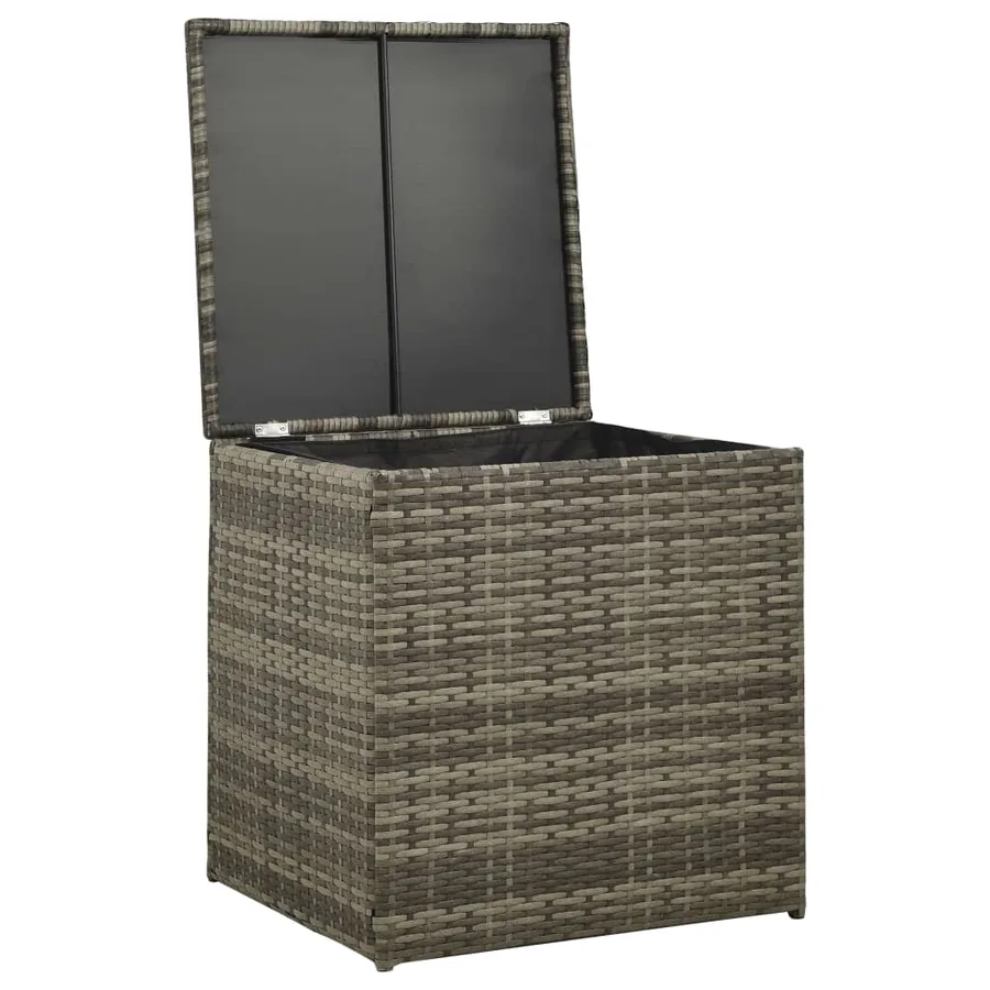 Salon de jardin 4 pcs avec coussins résine tressée gris - 7