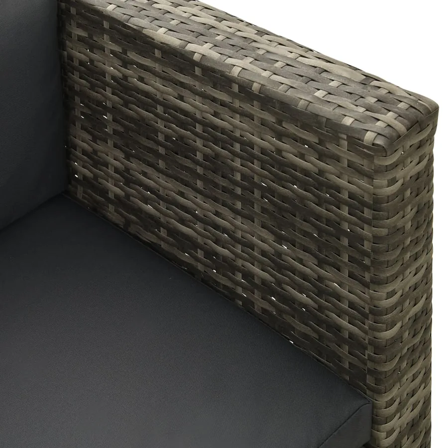 Salon de jardin 4 pcs avec coussins résine tressée gris - 9