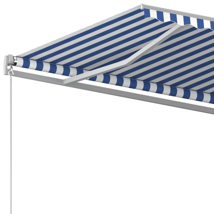 Auvent manuel rétractable 500x350 cm Bleu et blanc - 4
