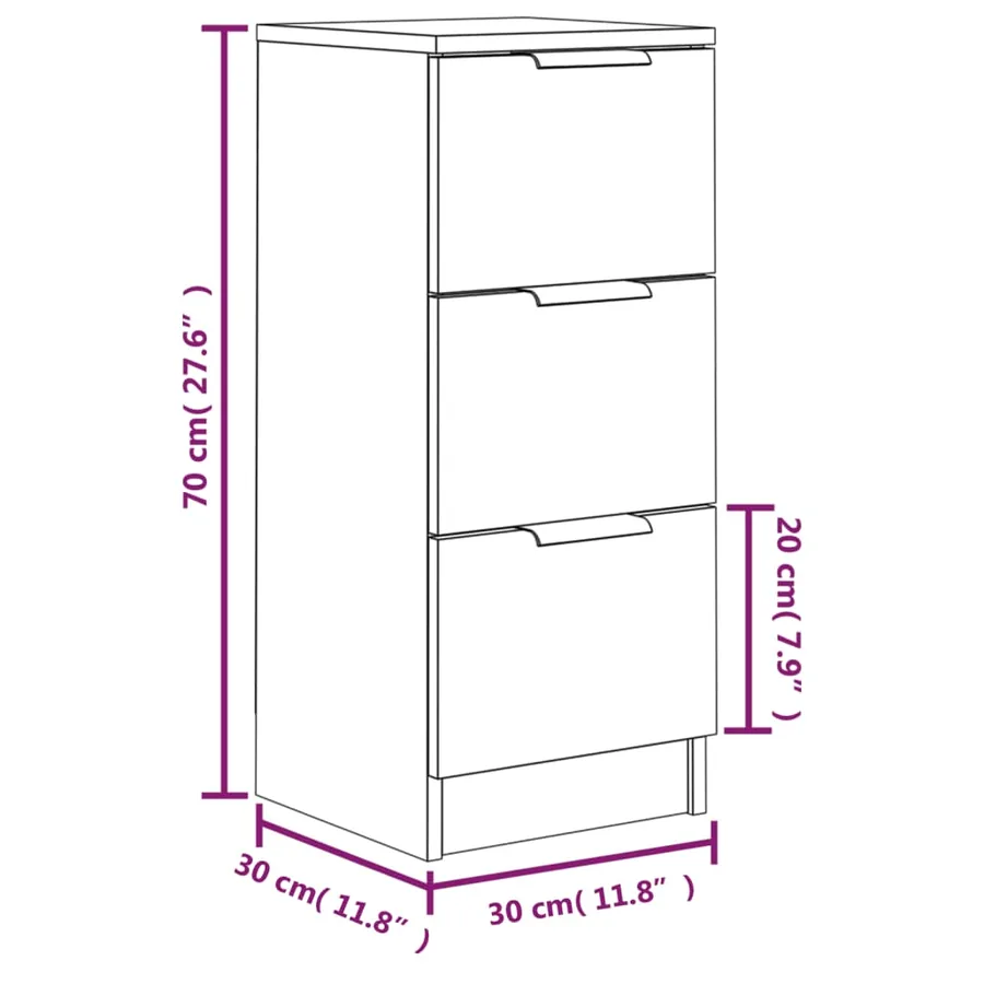 Buffet Blanc 30x30x70 cm Bois d'ingénierie - 10