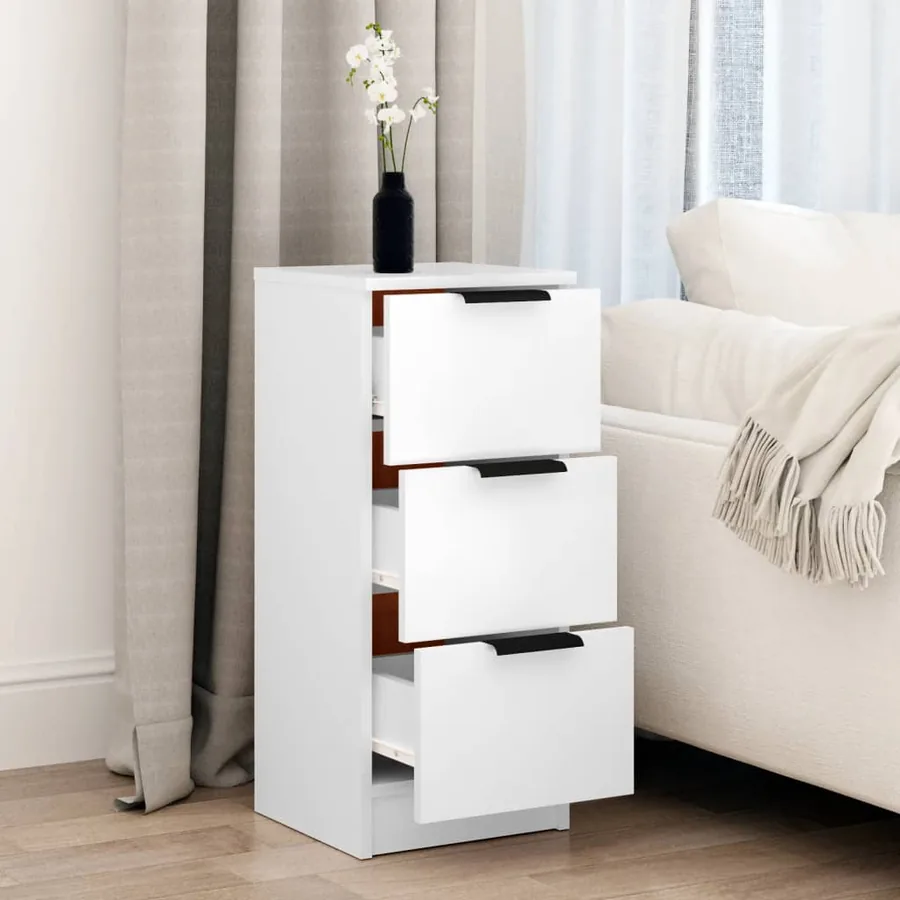 Buffet Blanc 30x30x70 cm Bois d'ingénierie - 3