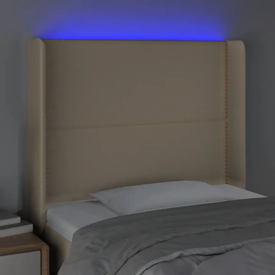 Tête de lit à LED Crème 103x16x118/128 cm Tissu - 4