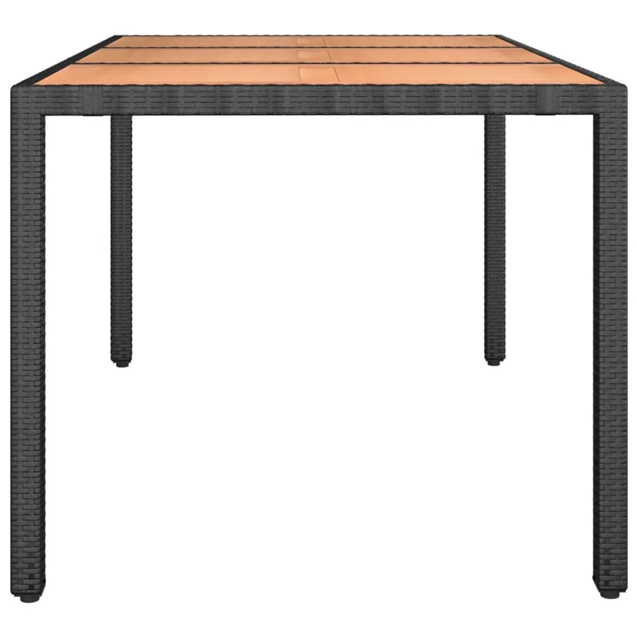 Table de jardin plateau en bois Noir Résine tressée bois massif - 4