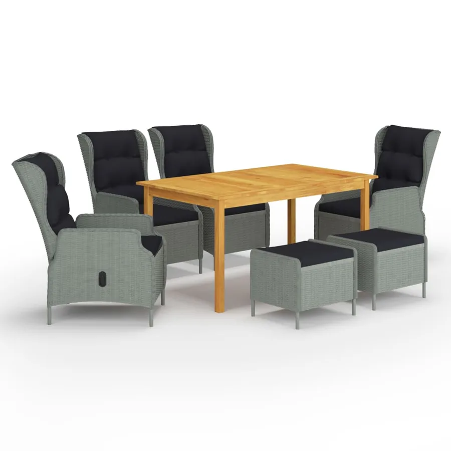 Ensemble à manger de jardin 7 pcs Gris clair