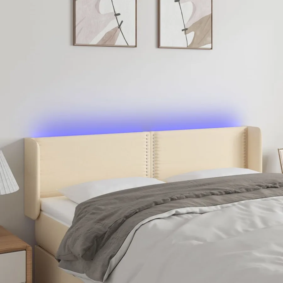 Tête de lit à LED Crème 147x16x78/88 cm Tissu