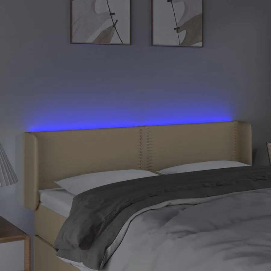 Tête de lit à LED Crème 147x16x78/88 cm Tissu - 4