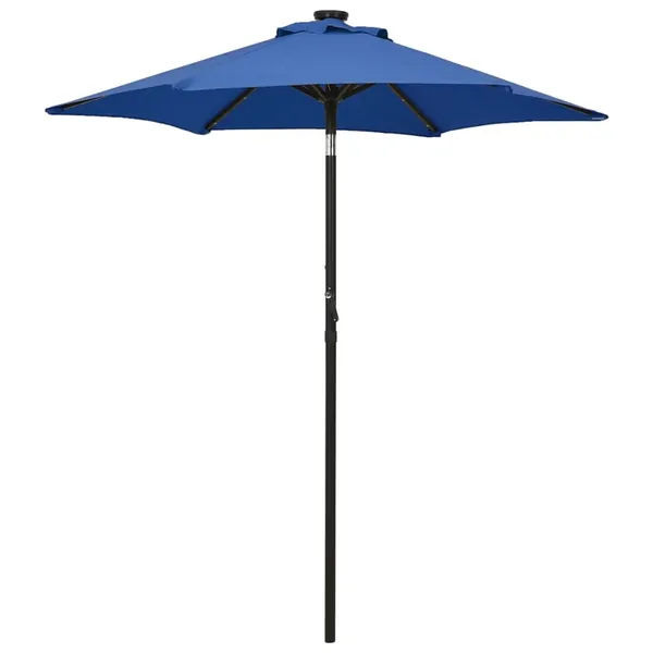 Parasol de jardin avec lumières LED bleu azuré aluminium