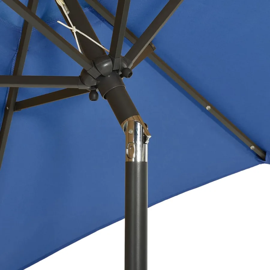 Parasol de jardin avec lumières LED bleu azuré aluminium - 6