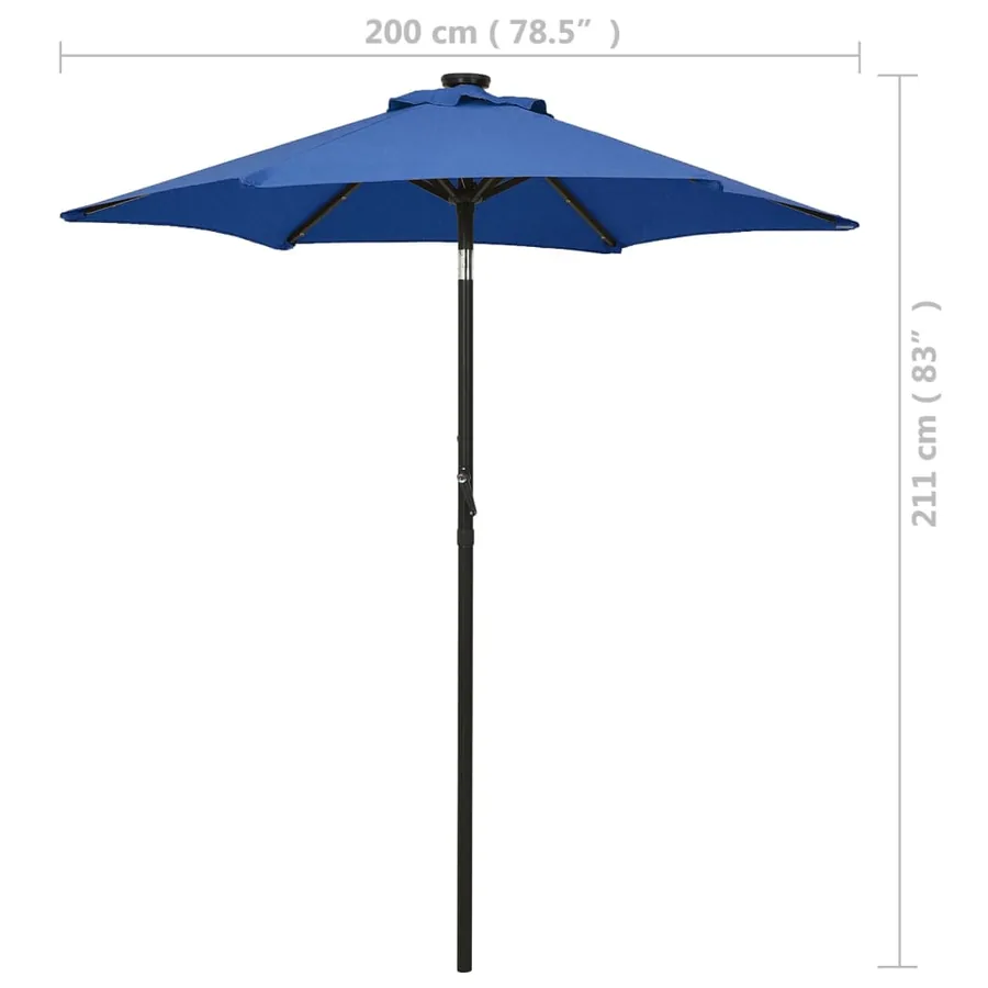 Parasol de jardin avec lumières LED bleu azuré aluminium - 9