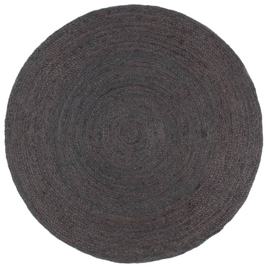 Tapis fait à la main Jute Rond 240 cm Gris foncé