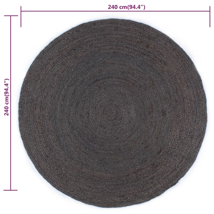 Tapis fait à la main Jute Rond 240 cm Gris foncé - 6