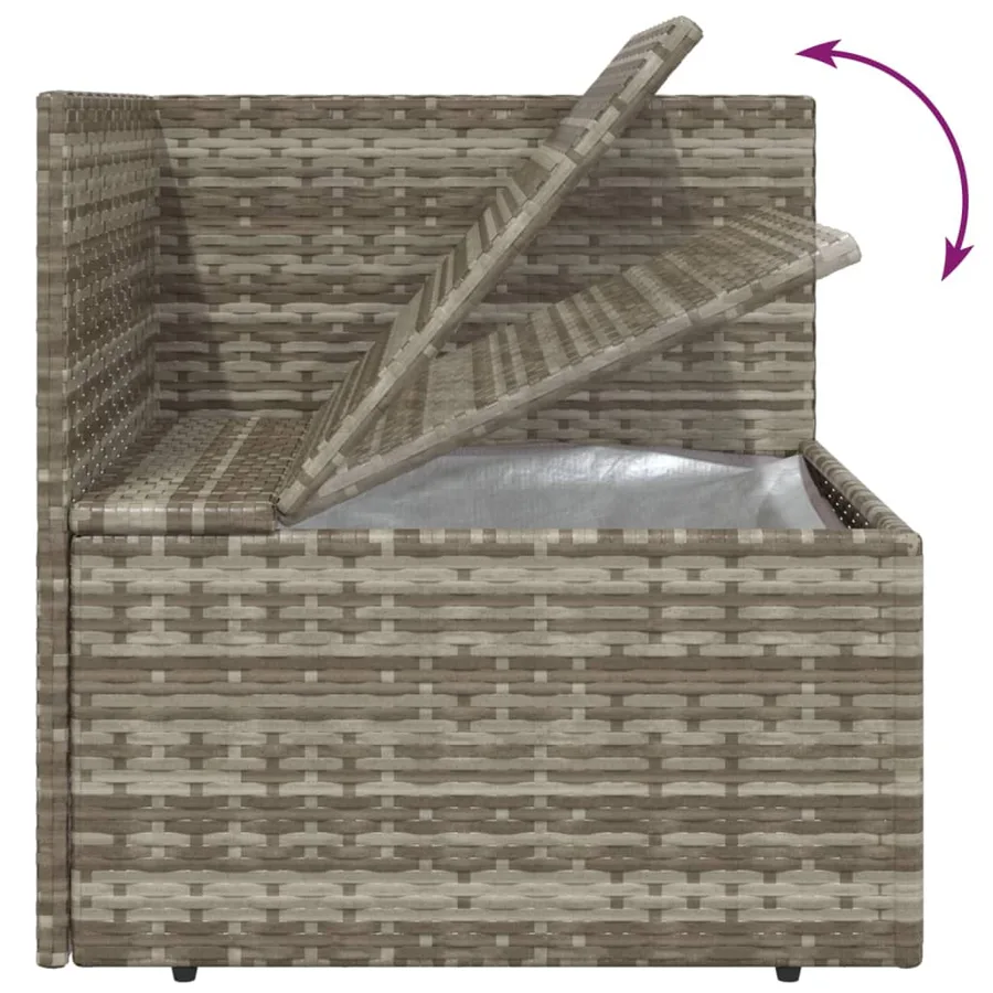 Salon de jardin 3 pcs avec coussins Gris Résine tressée - 9