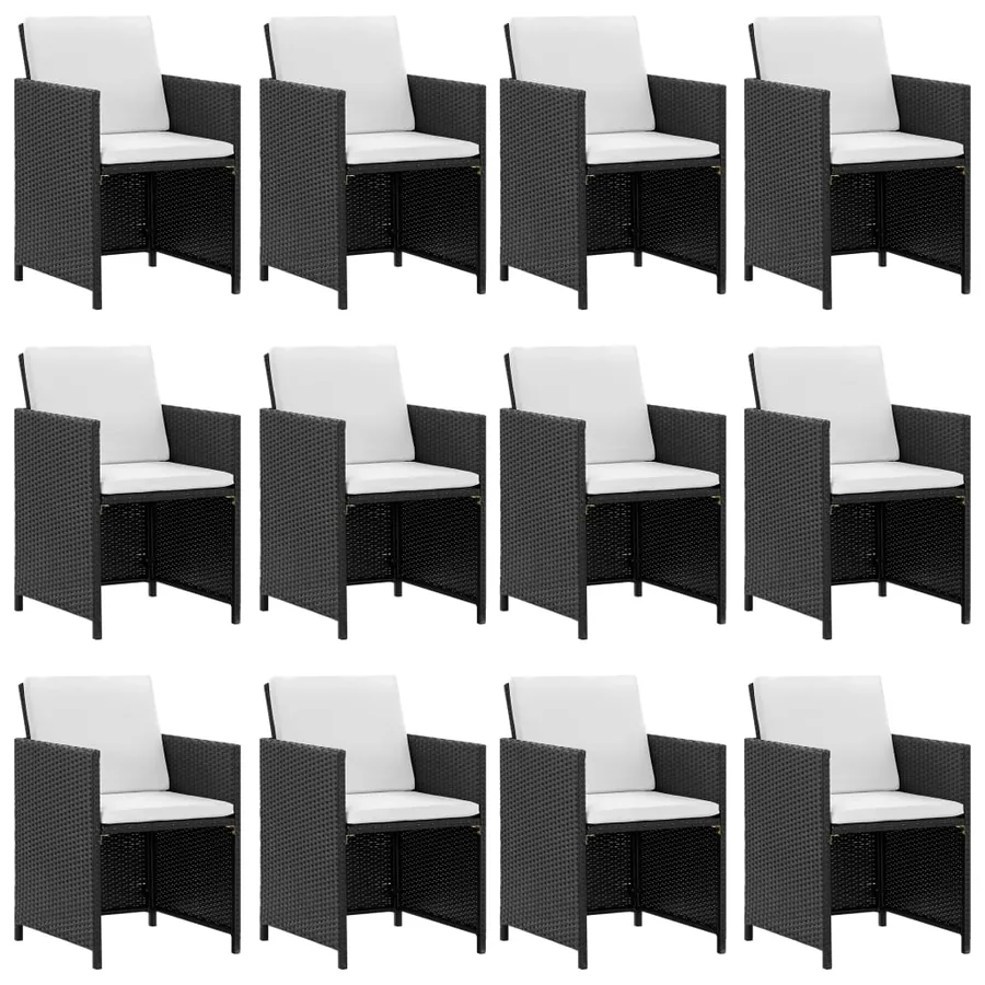 Salon de jardin 13 pcs avec coussins Résine tressée Noir - 2