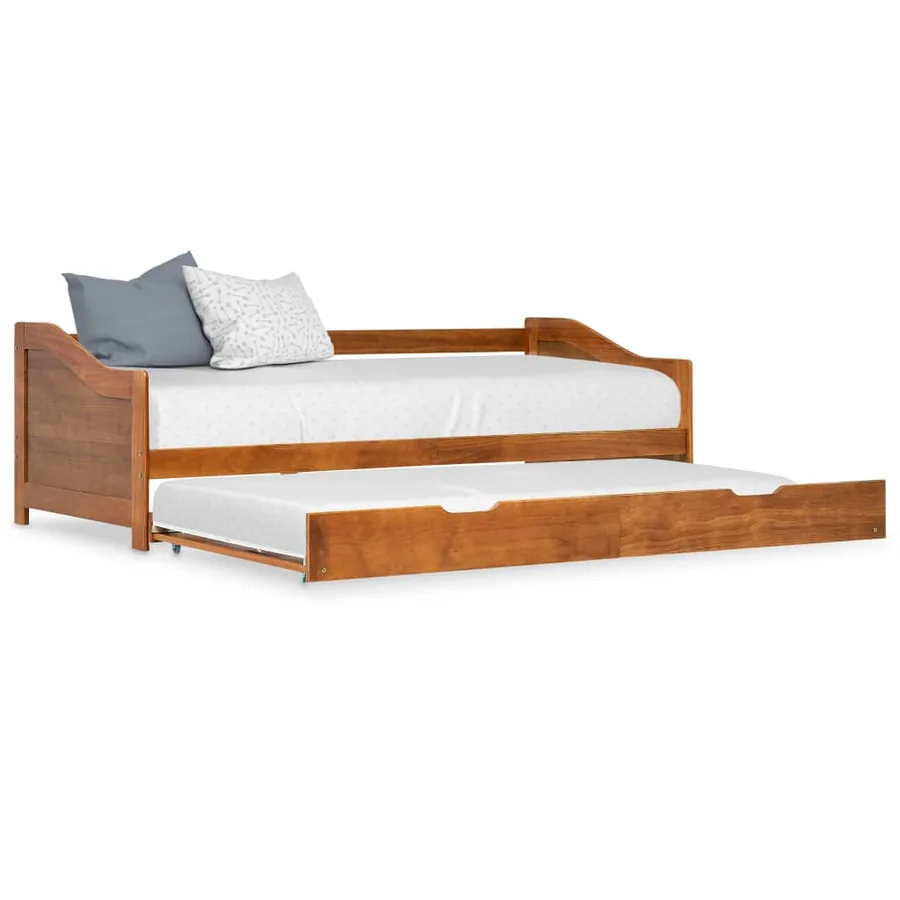 Cadre de lit extensible sans matelas marron miel 90x200 cm