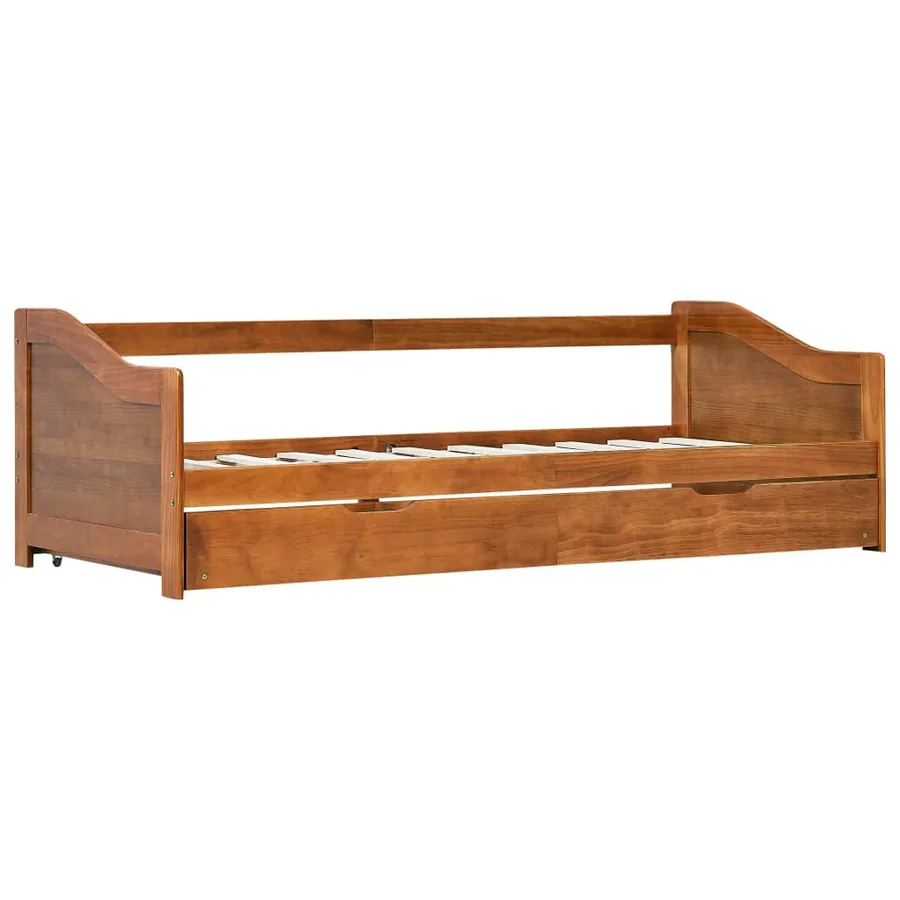 Cadre de lit extensible sans matelas marron miel 90x200 cm - 3