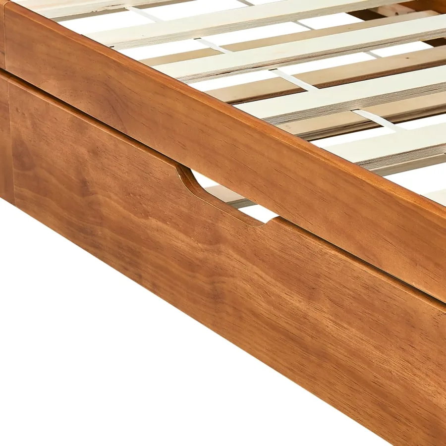 Cadre de lit extensible sans matelas marron miel 90x200 cm - 7