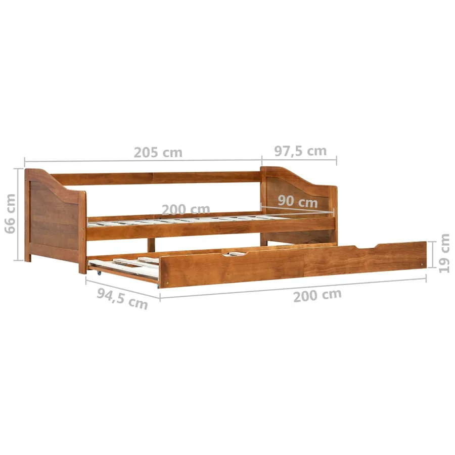 Cadre de lit extensible sans matelas marron miel 90x200 cm - 8