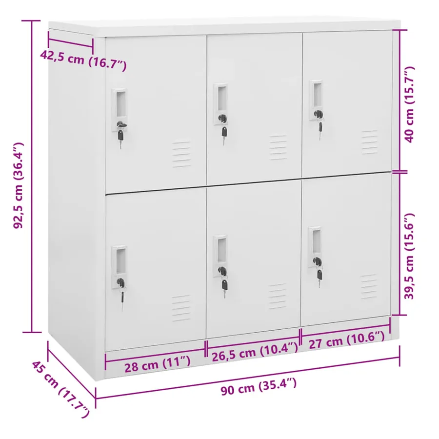 Armoire à casiers Gris clair 90x45x92,5 cm Acier - 8