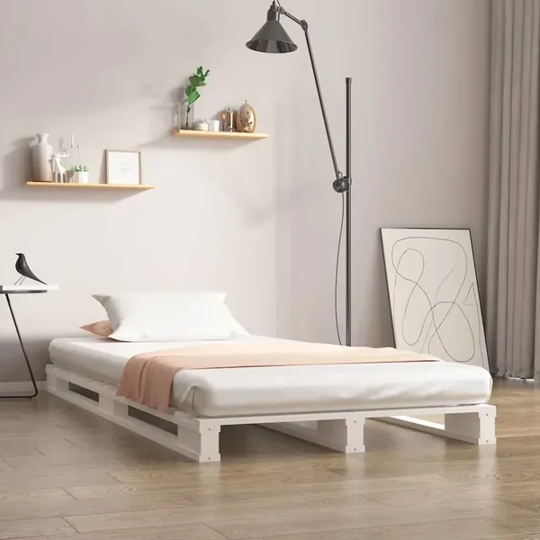 Lit de palette Blanc 90x190 cm Bois de pin massif Simple