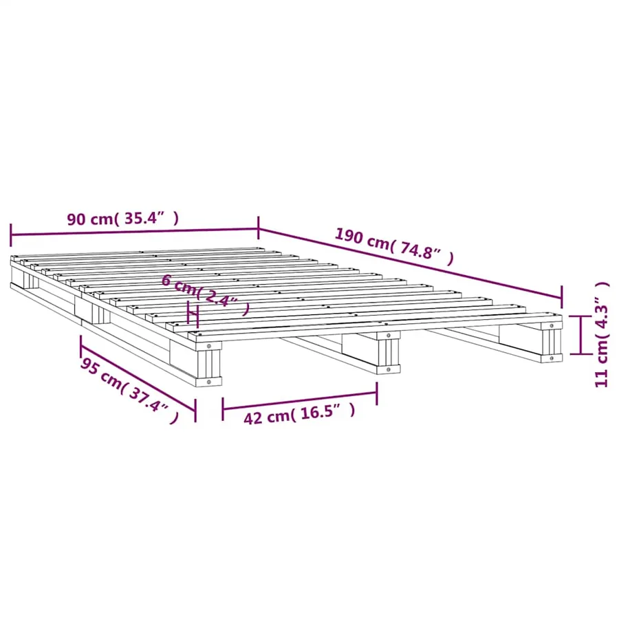 Lit de palette Blanc 90x190 cm Bois de pin massif Simple - 8