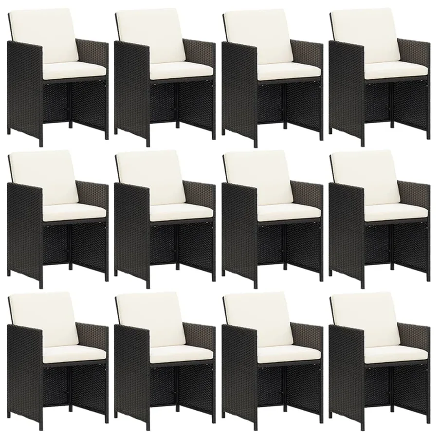 Ensemble à manger de jardin coussins 13 pcs Résine tressée Noir - 6