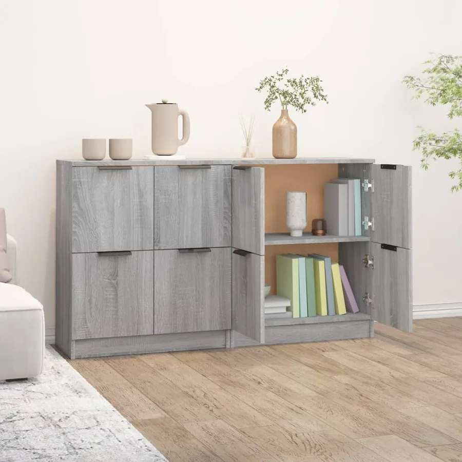 Buffets 2 pcs Sonoma gris 60x30x70 cm Bois d'ingénierie - 5
